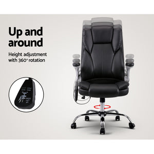 8 Point PU Leather Massage Chair - Black