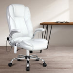 PU Leather 8 Point Massage Office Chair - White
