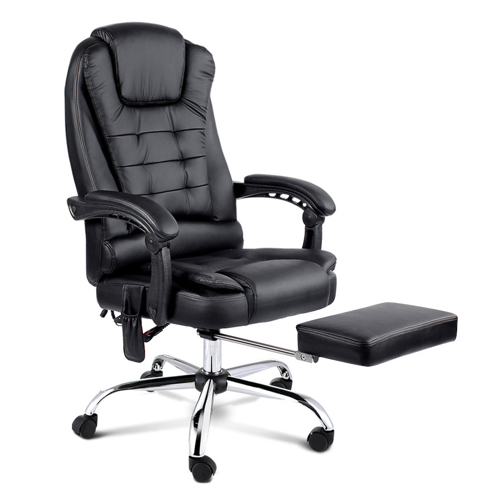 8 Point Reclining Message Chair - Black