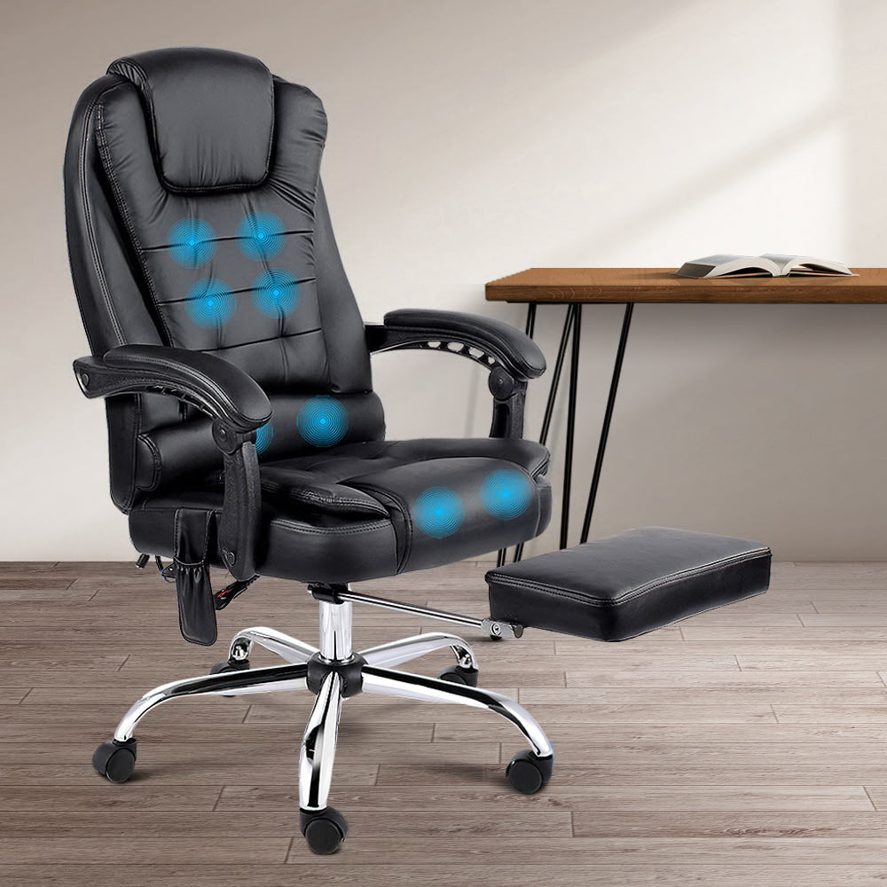 8 Point Reclining Message Chair - Black