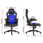 8 Point PU Leather Reclining Heated Massage Chair - Blue