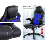 8 Point PU Leather Reclining Heated Massage Chair - Blue