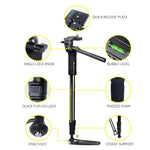 Weifeng Extendable Portable Camera Monopod Tripod - Black