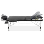 Zenses 3 Fold Portable Aluminium Massage Table - Black