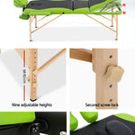 Zenses 3 Fold Portable Wood Massage Table - Black & Lime