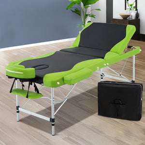 Zenses 3 Fold Portable Wood Massage Table - Black & Lime