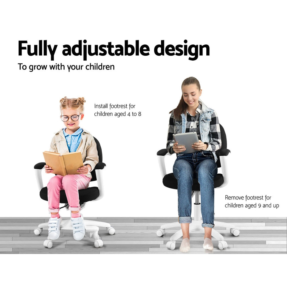 Artiss Kids Study Chair Child Children Desk Chair Table Chairs Footrest Black