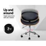 Wooden & PU Leather Office Desk Chair - Black