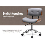 Artiss Executive Wooden Office Chair Fabric Computer Chairs Bentwood Seat Grey