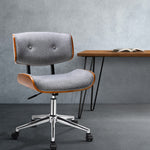 Artiss Executive Wooden Office Chair Fabric Computer Chairs Bentwood Seat Grey