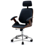 Artiss Wooden Office Chair Computer Gaming Chairs Executive Leather Black