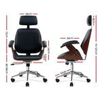 Artiss Wooden Office Chair Computer Gaming Chairs Executive Leather Black