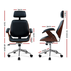 Artiss Wooden Office Chair Computer Gaming Chairs Executive Leather Black