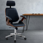 Artiss Wooden Office Chair Computer Gaming Chairs Executive Leather Black