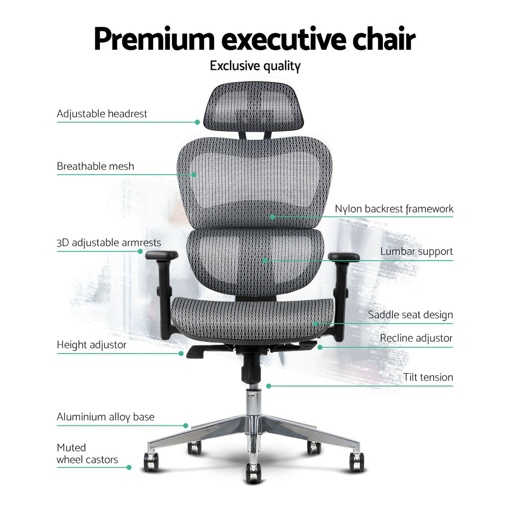 Artiss Office Chair Computer Gaming Chair Mesh Net Seat Grey