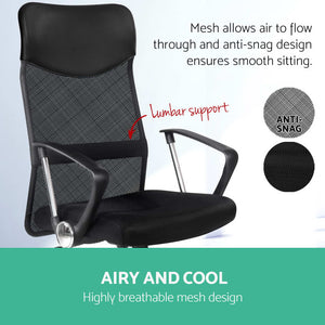 PU Leather Mesh High Back Office Chair - Black