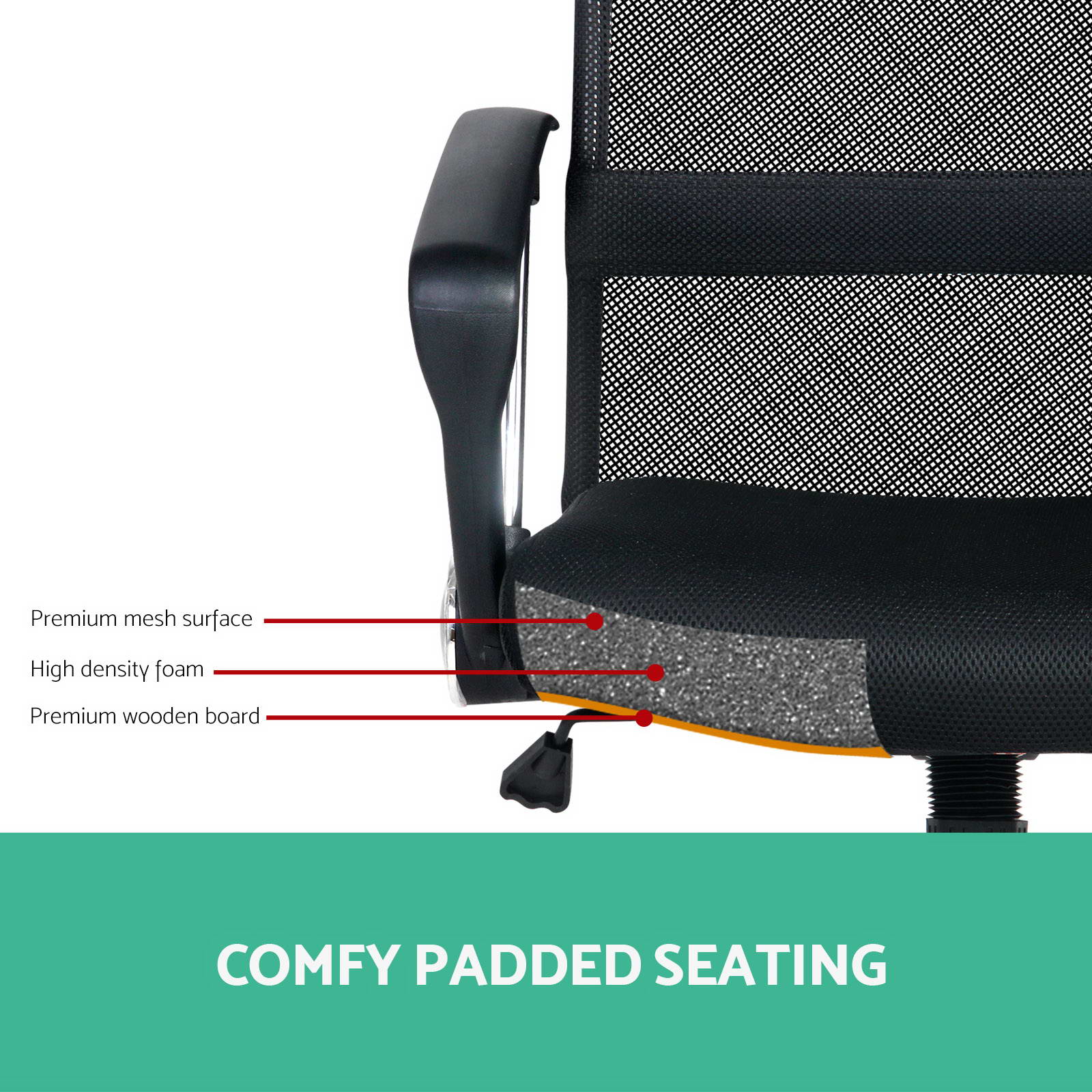 PU Leather Mesh High Back Office Chair - Black
