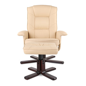 Artiss PU Leather Wood Armchair Recliner - Beige