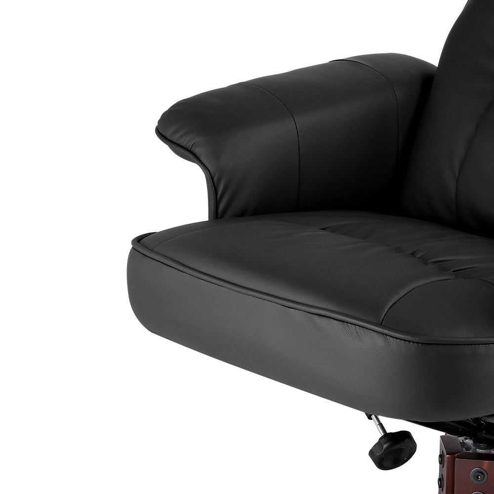 Artiss PU Leather Wood Armchair Recliner - Black