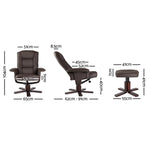 Artiss PU Leather Wood Armchair Recliner - Chocolate