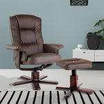Artiss PU Leather Wood Armchair Recliner - Chocolate
