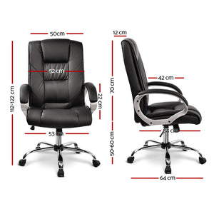 Executive PU Leather Office Desk Computer Chair - Black