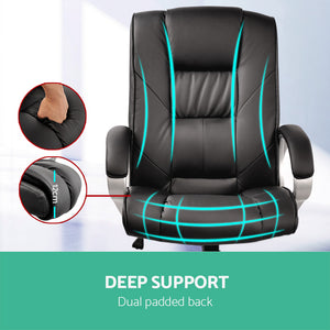 Executive PU Leather Office Desk Computer Chair - Black