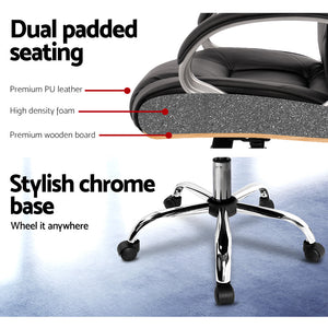Executive PU Leather Office Desk Computer Chair - Black