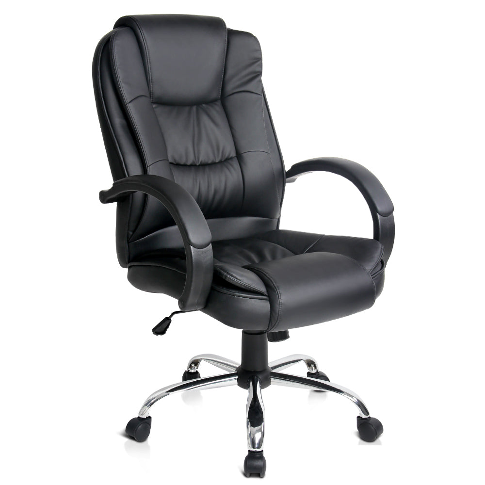 Executive PU Leather Office Desk Computer Chair - Black