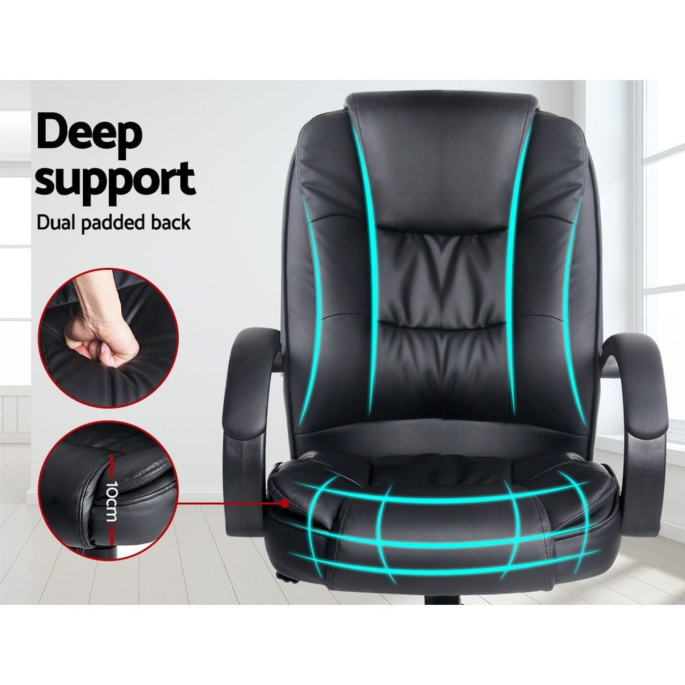 Executive PU Leather Office Desk Computer Chair - Black