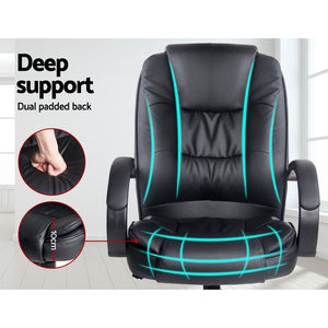 Executive PU Leather Office Desk Computer Chair - Black