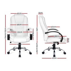 PU Leather Padded Office Desk Computer Chair - White