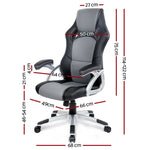 PU Leather Racing Style Office Desk Chair - Black & Grey