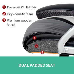 PU Leather Racing Style Office Desk Chair - Black & Grey