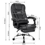 PU Leather Reclining Chair with Footrest - Black