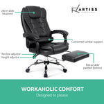 PU Leather Reclining Chair with Footrest - Black