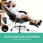 PU Leather Reclining Chair with Footrest - Black
