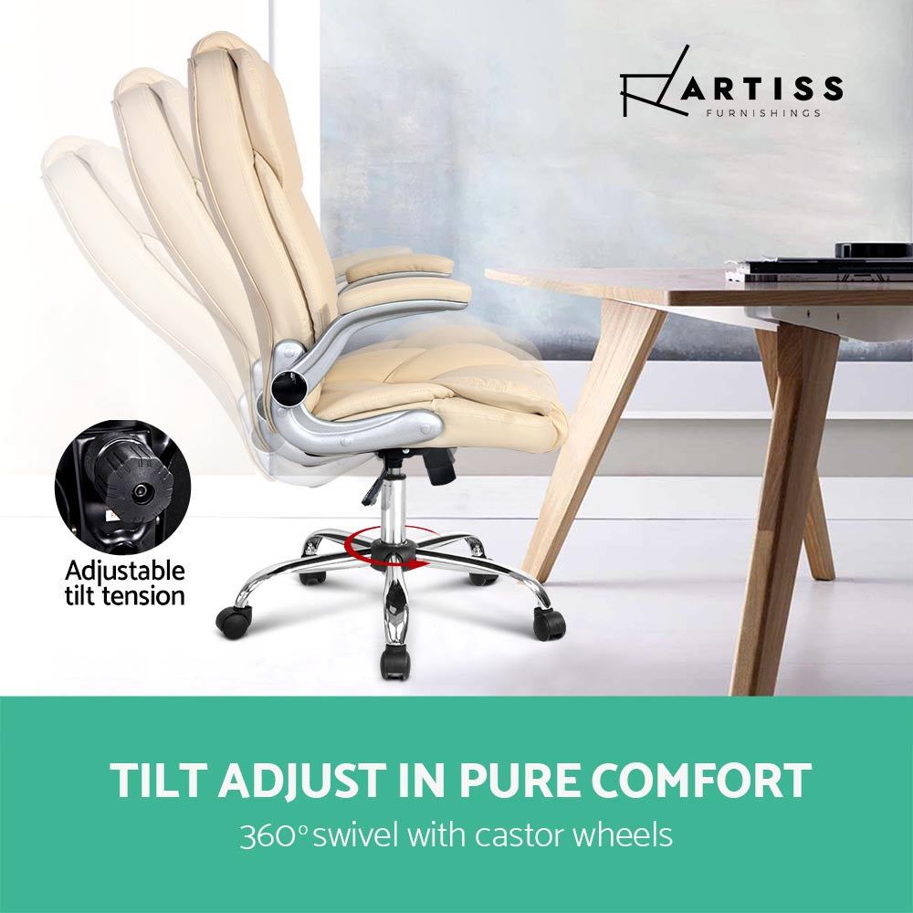 Artiss PU Leather Executive Office Desk Chair - Beige