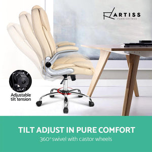 Artiss PU Leather Executive Office Desk Chair - Beige