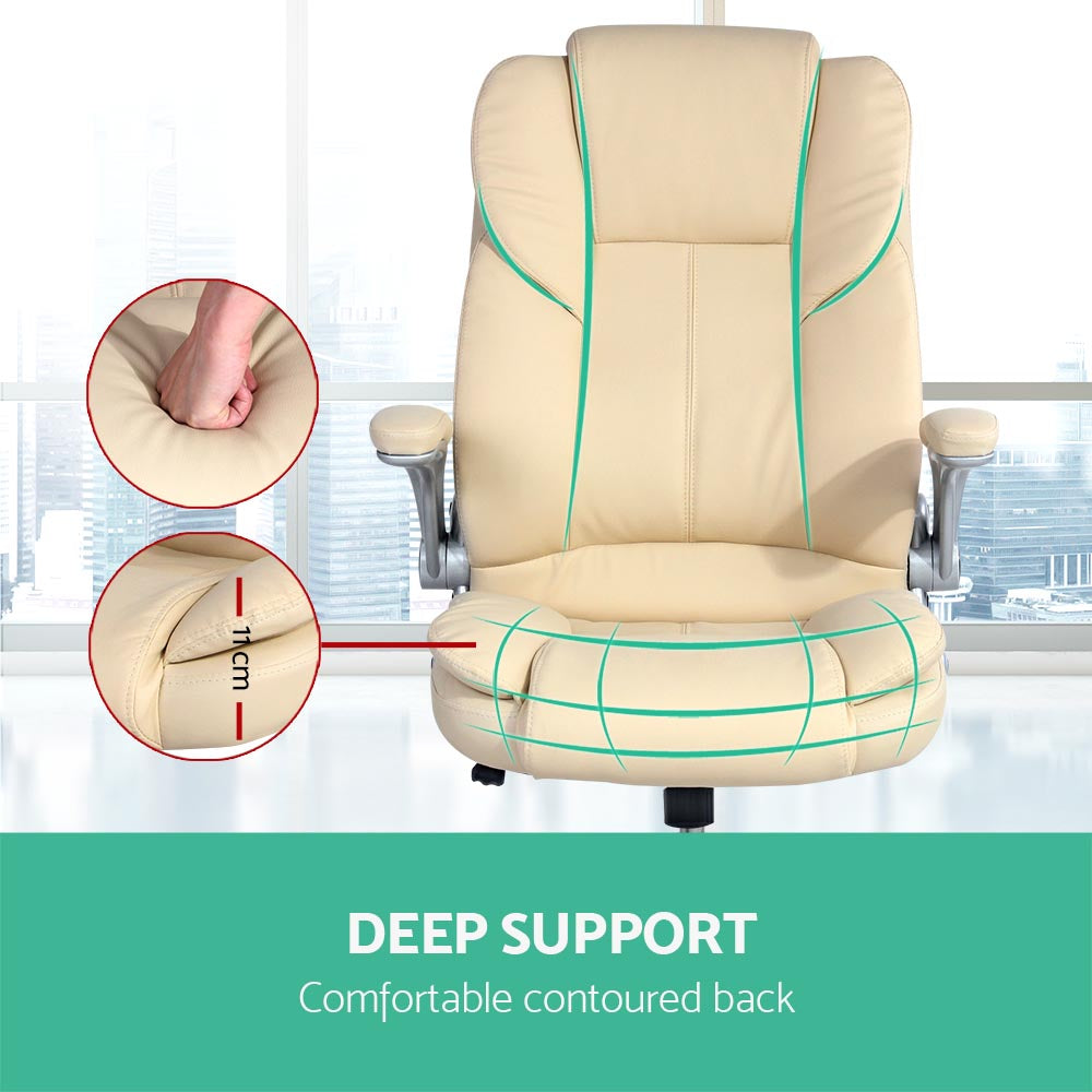 Artiss PU Leather Executive Office Desk Chair - Beige