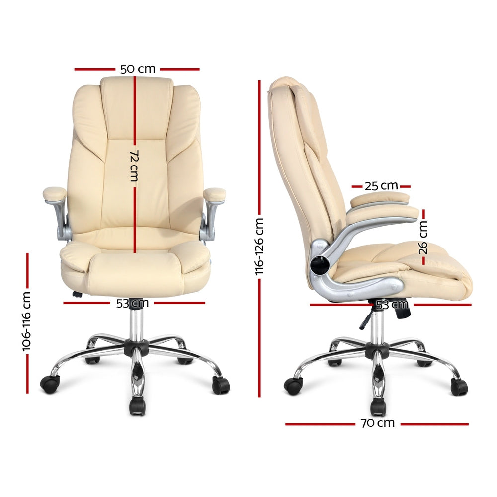 Artiss PU Leather Executive Office Desk Chair - Beige