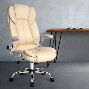 Artiss PU Leather Executive Office Desk Chair - Beige