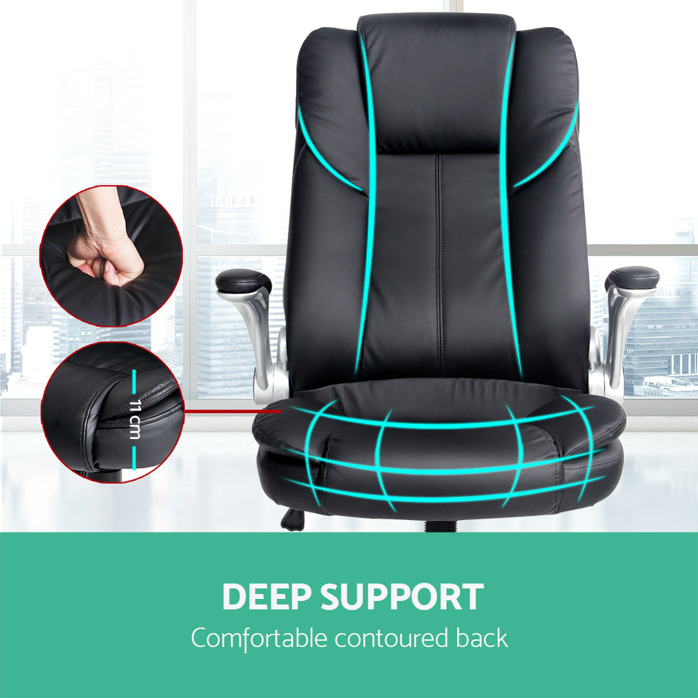 PU Leather Executive Office Desk Chair - Black