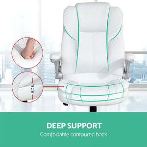 PU Leather Executive Office Desk Chair - White