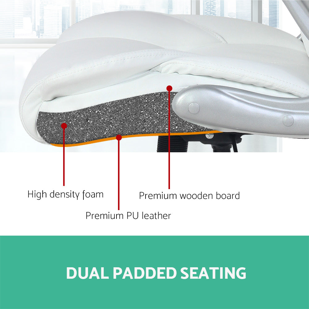 PU Leather Executive Office Desk Chair - White
