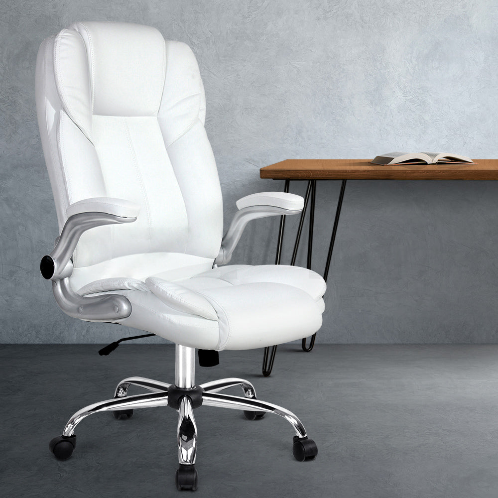 PU Leather Executive Office Desk Chair - White