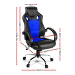 Racing Style PU Leather Office Desk Chair - Blue