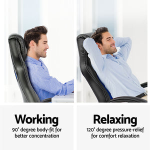 Racing Style PU Leather Office Desk Chair - Blue