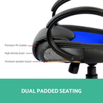 Racing Style PU Leather Office Desk Chair - Blue