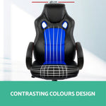 Racing Style PU Leather Office Desk Chair - Blue